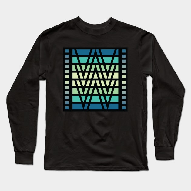 “Dimensional Waves” - V.3 Blue/Green - (Geometric Art) (Dimensions) - Doc Labs Long Sleeve T-Shirt by Doc Labs